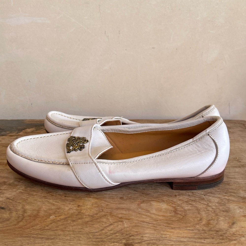 RALPH LAUREN Vtg 80’s White Leather Loafers Crest Bench Made Maine USA 10M RARE! - Picture 9 of 13